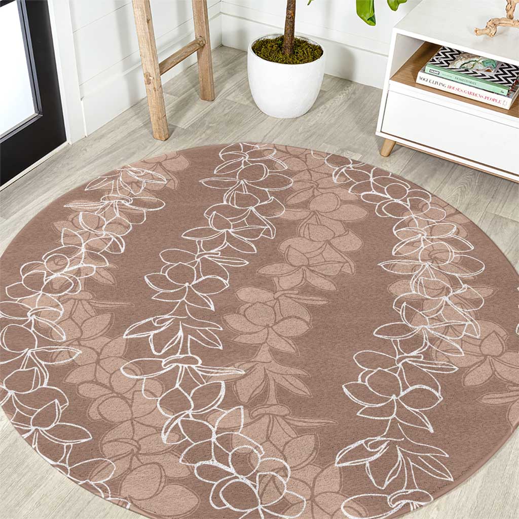 Hawaii Plumeria Lei Round Carpet Aloha Festive Vibe - Beige