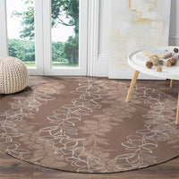 Hawaii Plumeria Lei Round Carpet Aloha Festive Vibe - Beige