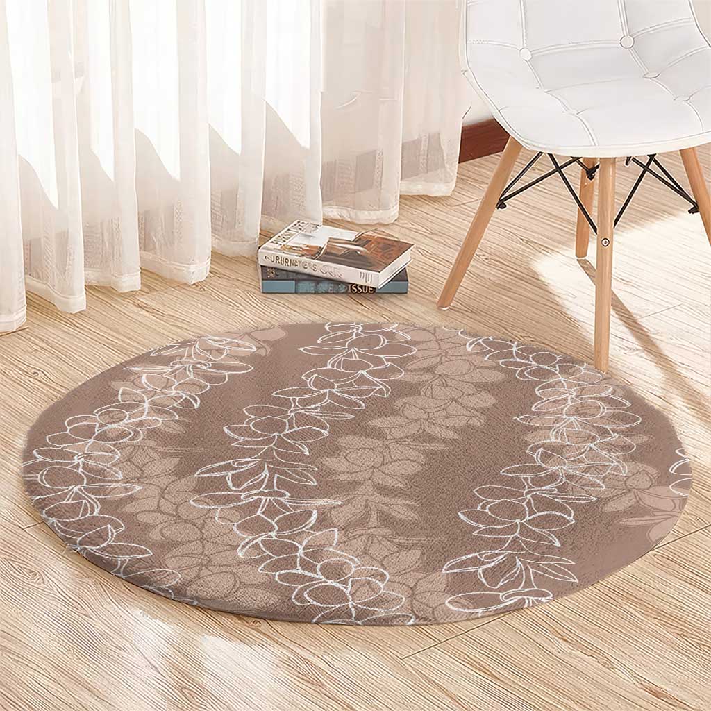 Hawaii Plumeria Lei Round Carpet Aloha Festive Vibe - Beige