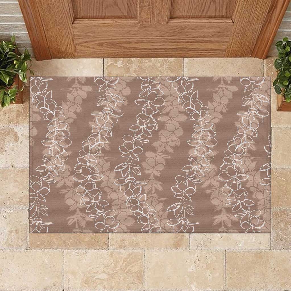 Hawaii Plumeria Lei Rubber Doormat Aloha Festive Vibe - Beige LT7 Beige - Polynesian Pride