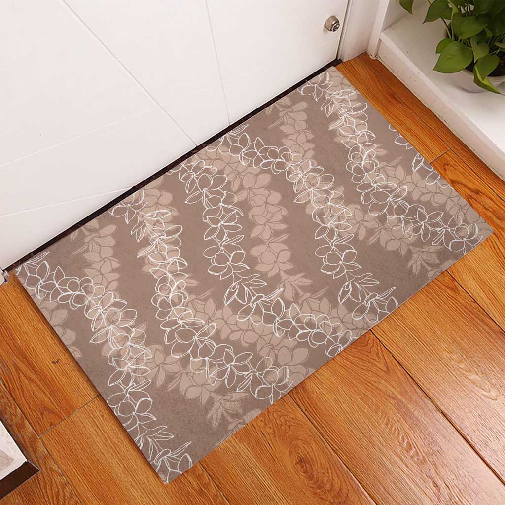 Hawaii Plumeria Lei Rubber Doormat Aloha Festive Vibe - Beige LT7 - Polynesian Pride