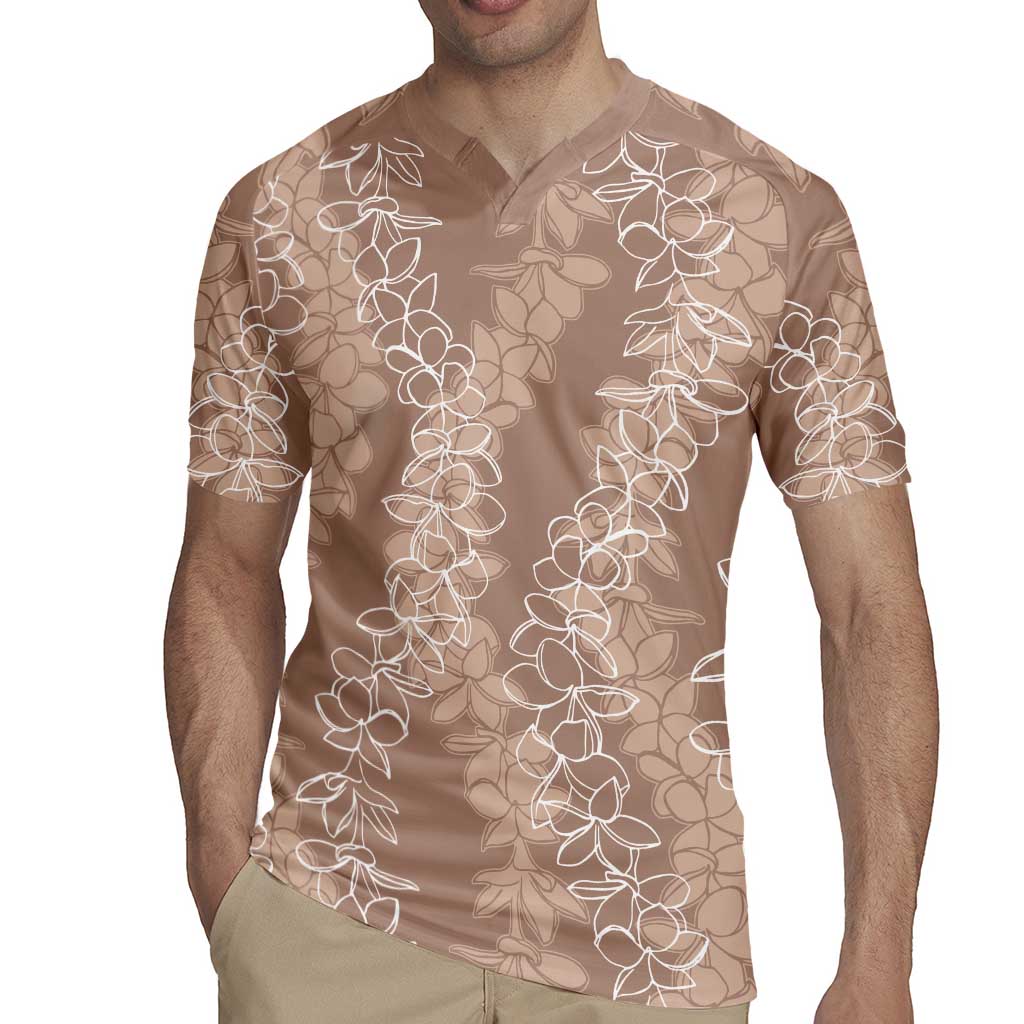 Hawaii Plumeria Lei Rugby Jersey Aloha Festive Vibe - Beige LT7 - Polynesian Pride