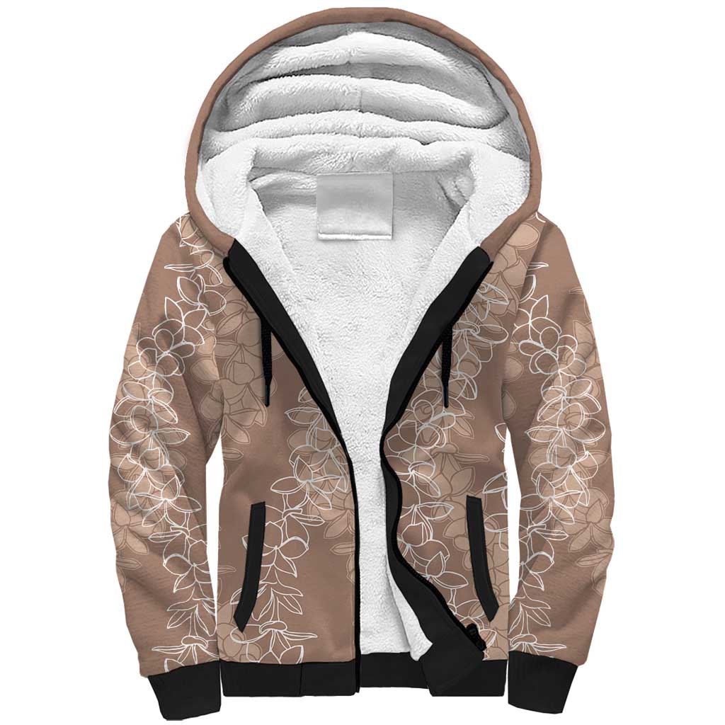 Hawaii Plumeria Lei Sherpa Hoodie Aloha Festive Vibe - Beige LT7 Unisex Beige - Polynesian Pride