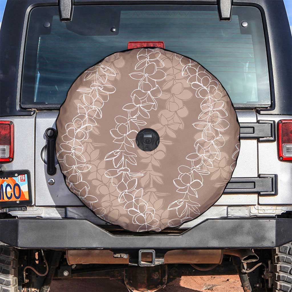 Hawaii Plumeria Lei Spare Tire Cover Aloha Festive Vibe - Beige