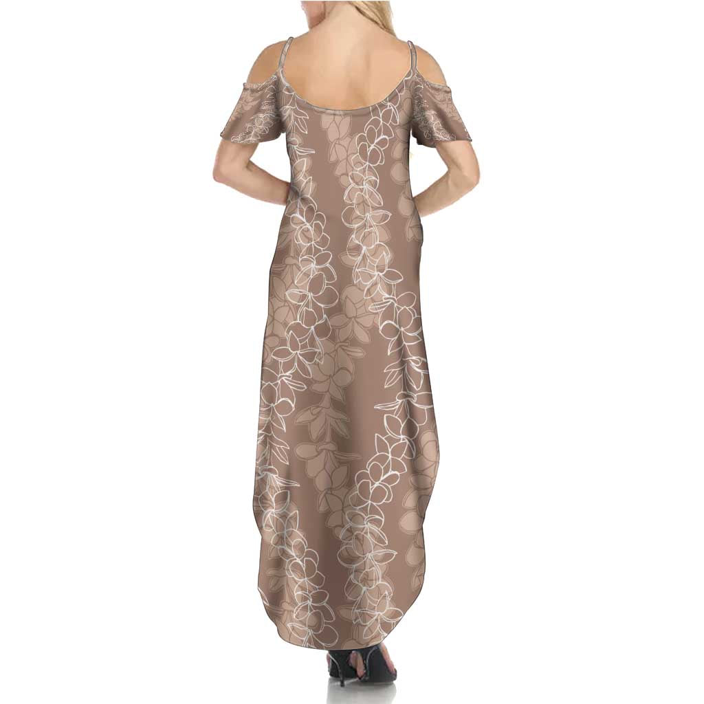 Hawaii Plumeria Lei Summer Maxi Dress Aloha Festive Vibe - Beige LT7 - Polynesian Pride