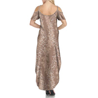 Hawaii Plumeria Lei Summer Maxi Dress Aloha Festive Vibe - Beige LT7 - Polynesian Pride