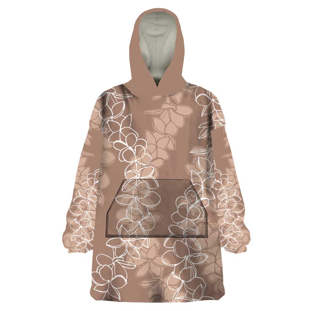 Hawaii Plumeria Lei Wearable Blanket Hoodie Aloha Festive Vibe - Beige LT7 One Size Beige - Polynesian Pride