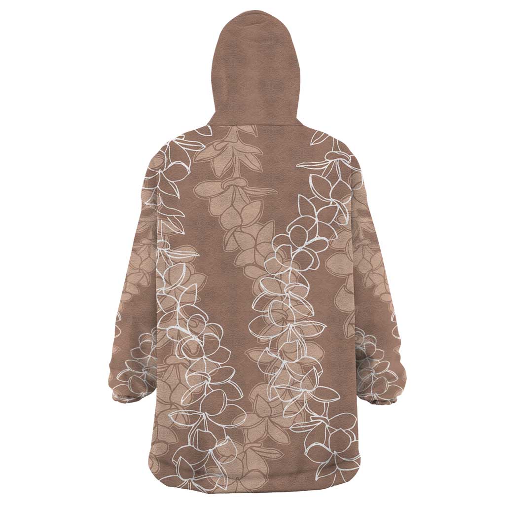 Hawaii Plumeria Lei Wearable Blanket Hoodie Aloha Festive Vibe - Beige LT7 - Polynesian Pride