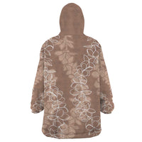 Hawaii Plumeria Lei Wearable Blanket Hoodie Aloha Festive Vibe - Beige LT7 - Polynesian Pride