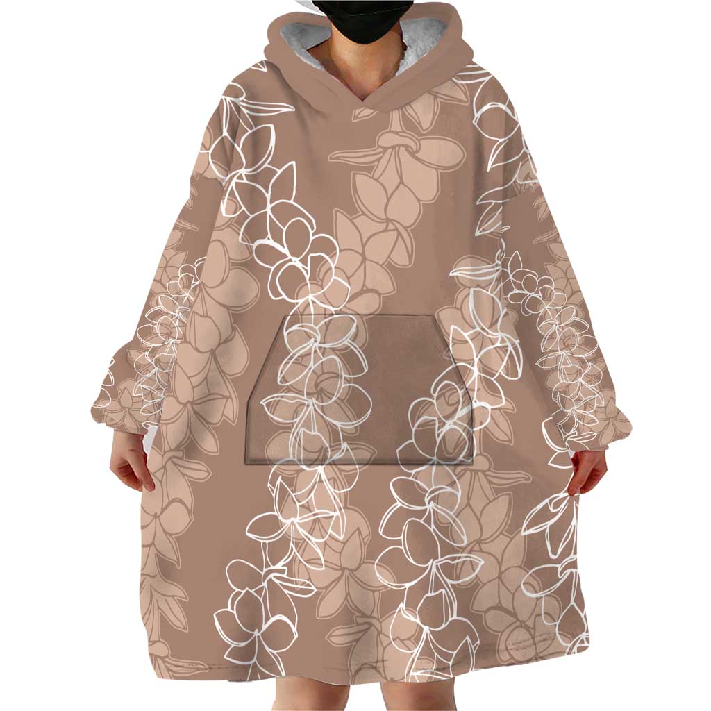Hawaii Plumeria Lei Wearable Blanket Hoodie Aloha Festive Vibe - Beige LT7 - Polynesian Pride