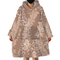 Hawaii Plumeria Lei Wearable Blanket Hoodie Aloha Festive Vibe - Beige LT7 - Polynesian Pride