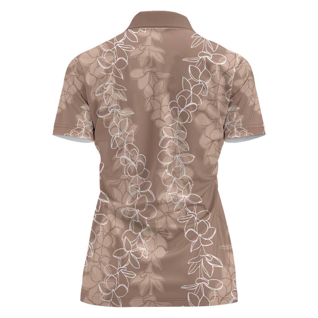 Hawaii Plumeria Lei Women Polo Shirt Aloha Festive Vibe - Beige