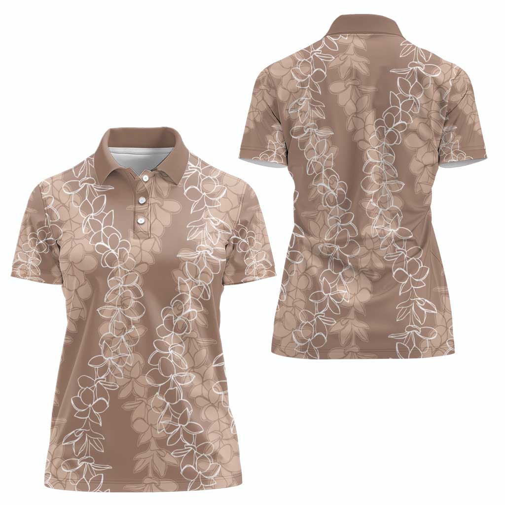 Hawaii Plumeria Lei Women Polo Shirt Aloha Festive Vibe - Beige