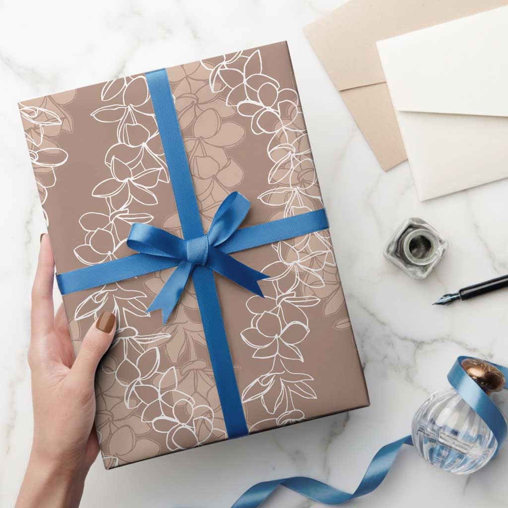 Hawaii Plumeria Lei Wrapping Paper Aloha Festive Vibe - Beige LT7 - Polynesian Pride