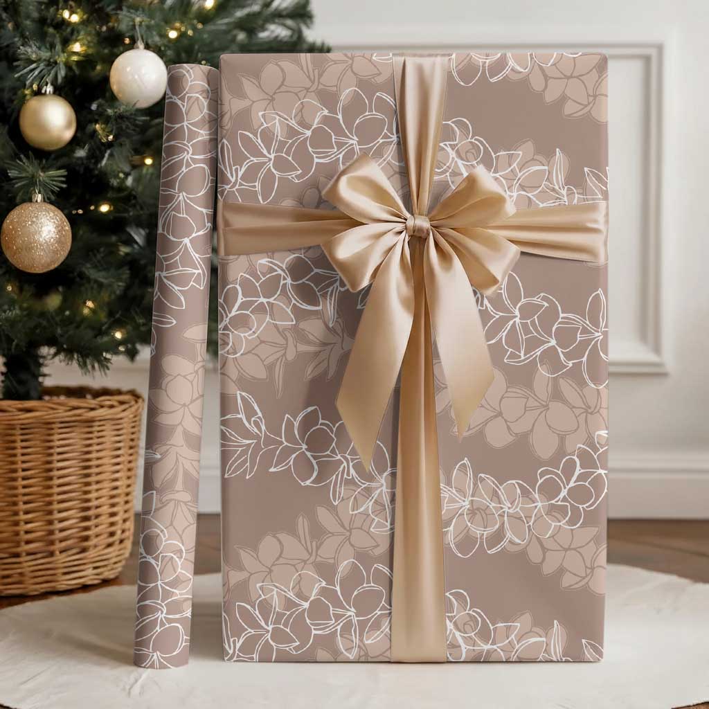 Hawaii Plumeria Lei Wrapping Paper Aloha Festive Vibe - Beige LT7 - Polynesian Pride