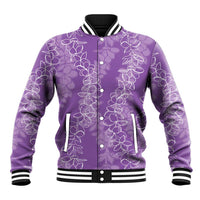 Hawaii Plumeria Lei Baseball Jacket Aloha Festive Vibe - Violet LT7 Unisex Violet - Polynesian Pride
