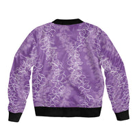 Hawaii Plumeria Lei Bomber Jacket Aloha Festive Vibe - Violet