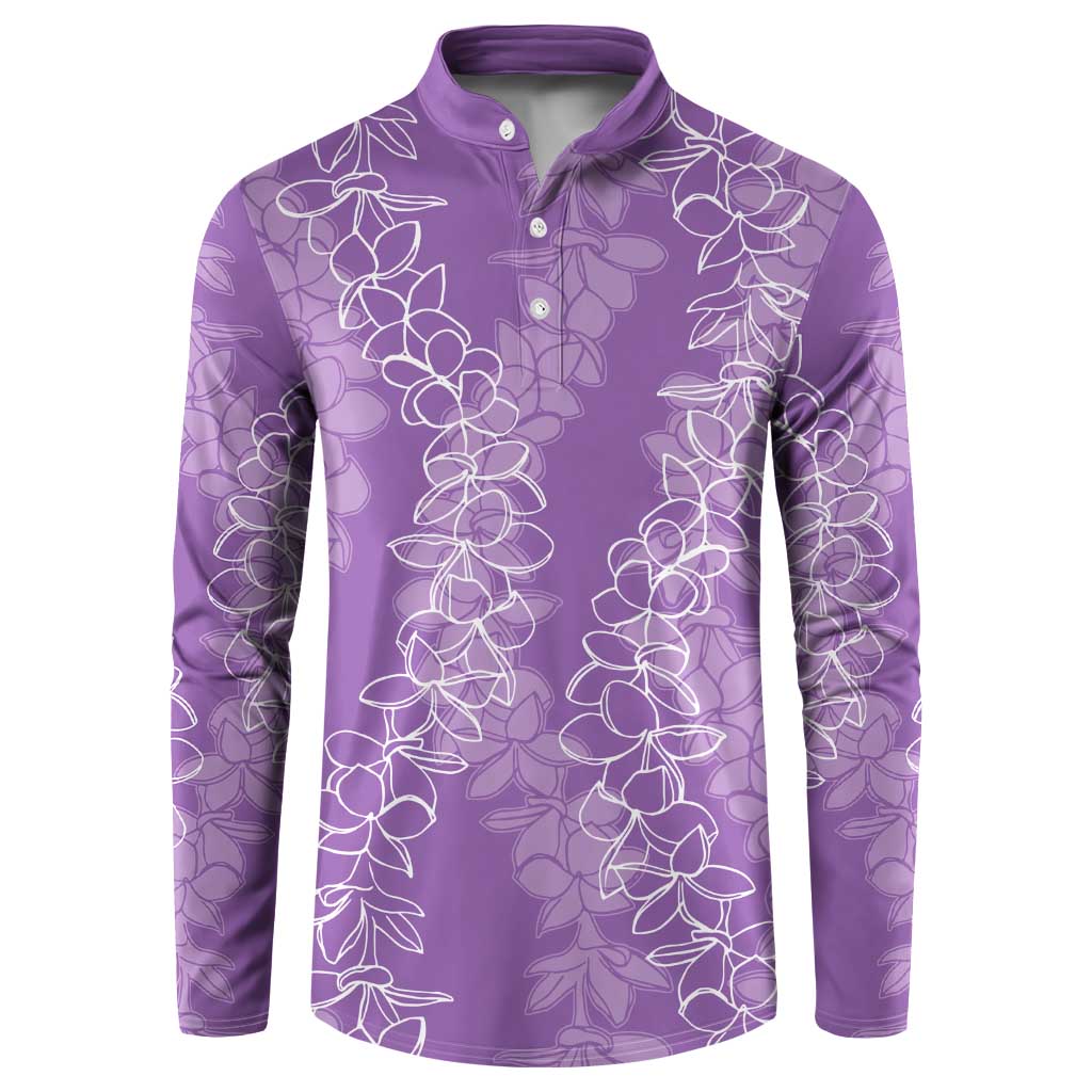 Hawaii Plumeria Lei Button Sweatshirt Aloha Festive Vibe - Violet LT7 Violet - Polynesian Pride