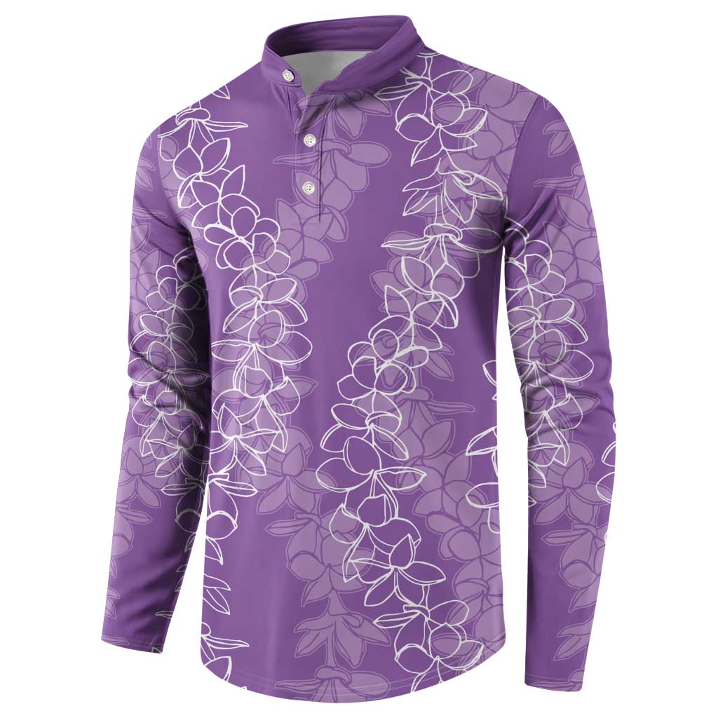 Hawaii Plumeria Lei Button Sweatshirt Aloha Festive Vibe - Violet