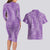 Hawaii Plumeria Lei Couples Matching Long Sleeve Bodycon Dress and Hawaiian Shirt Aloha Festive Vibe - Violet