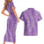 Hawaii Plumeria Lei Couples Matching Short Sleeve Bodycon Dress and Hawaiian Shirt Aloha Festive Vibe - Violet