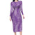 Hawaii Plumeria Lei Family Matching Long Sleeve Bodycon Dress and Hawaiian Shirt Aloha Festive Vibe - Violet