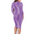 Hawaii Plumeria Lei Family Matching Long Sleeve Bodycon Dress and Hawaiian Shirt Aloha Festive Vibe - Violet