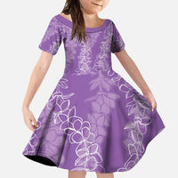 Hawaii Plumeria Lei Family Matching Off Shoulder Maxi Dress and Hawaiian Shirt Aloha Festive Vibe - Violet LT7 Daughter's Dress Violet - Polynesian Pride