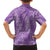 Hawaii Plumeria Lei Family Matching Off Shoulder Short Dress and Hawaiian Shirt Aloha Festive Vibe - Violet