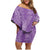 Hawaii Plumeria Lei Family Matching Off Shoulder Short Dress and Hawaiian Shirt Aloha Festive Vibe - Violet