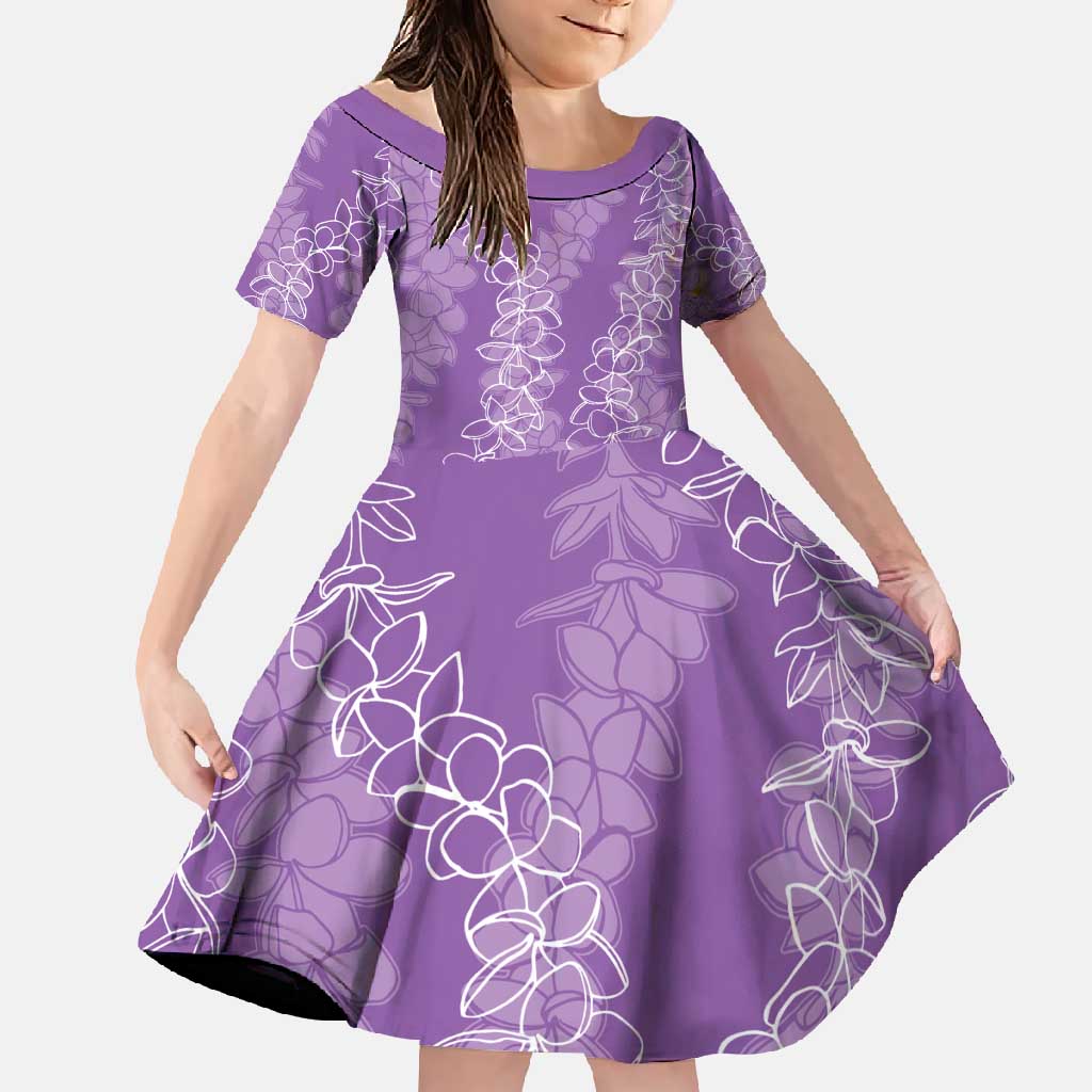 Hawaii Plumeria Lei Family Matching Summer Maxi Dress and Hawaiian Shirt Aloha Festive Vibe - Violet LT7 Daughter's Dress Violet - Polynesian Pride
