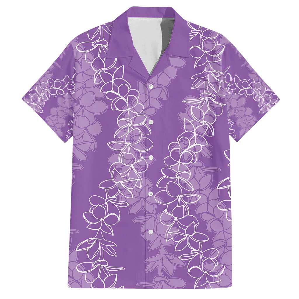 Hawaii Plumeria Lei Family Matching Summer Maxi Dress and Hawaiian Shirt Aloha Festive Vibe - Violet LT7 Dad's Shirt - Short Sleeve Violet - Polynesian Pride