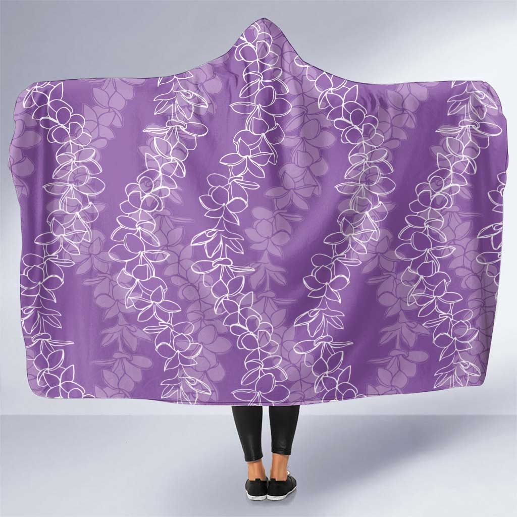 Hawaii Plumeria Lei Hooded Blanket Aloha Festive Vibe - Violet LT7 One Size Violet - Polynesian Pride