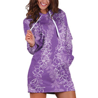 Hawaii Plumeria Lei Hoodie Dress Aloha Festive Vibe - Violet LT7 Violet - Polynesian Pride