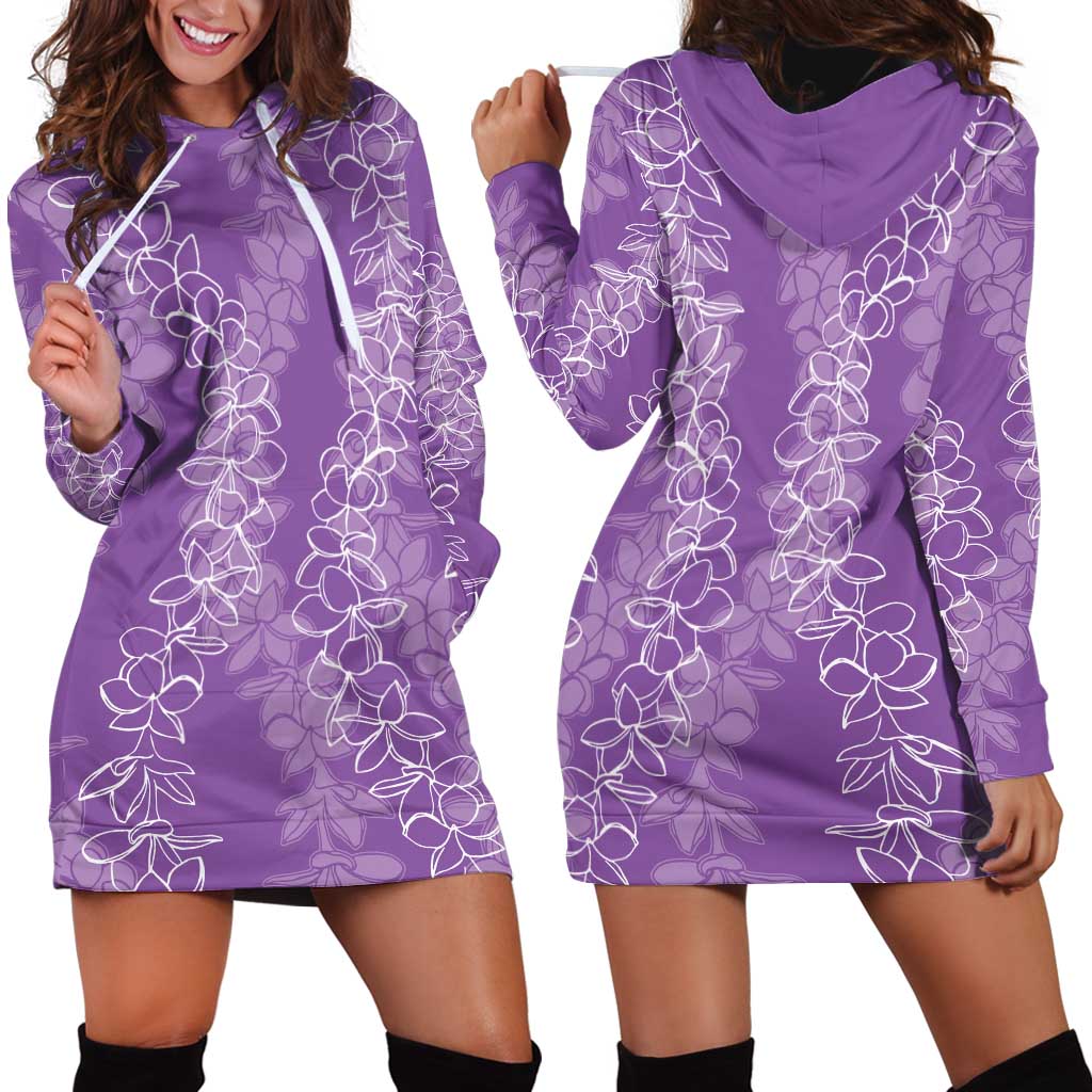 Hawaii Plumeria Lei Hoodie Dress Aloha Festive Vibe - Violet LT7 - Polynesian Pride