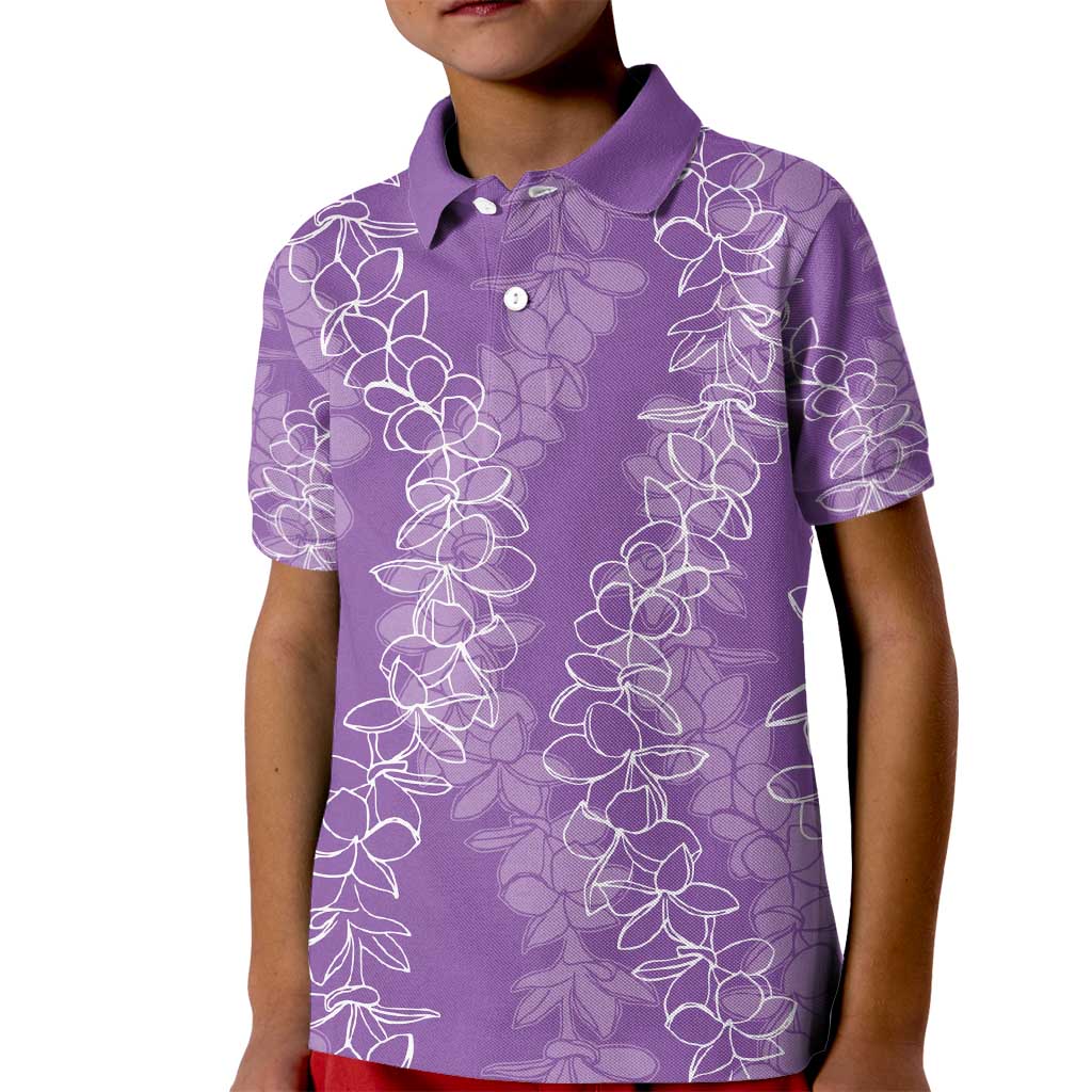 Hawaii Plumeria Lei Kid Polo Shirt Aloha Festive Vibe - Violet