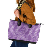 Hawaii Plumeria Lei Leather Tote Bag Aloha Festive Vibe - Violet LT7 Violet - Polynesian Pride