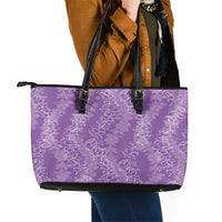 Hawaii Plumeria Lei Leather Tote Bag Aloha Festive Vibe - Violet LT7 - Polynesian Pride