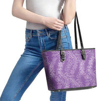 Hawaii Plumeria Lei Leather Tote Bag Aloha Festive Vibe - Violet LT7 - Polynesian Pride
