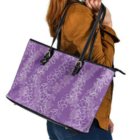 Hawaii Plumeria Lei Leather Tote Bag Aloha Festive Vibe - Violet LT7 - Polynesian Pride