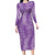 Hawaii Plumeria Lei Long Sleeve Bodycon Dress Aloha Festive Vibe - Violet