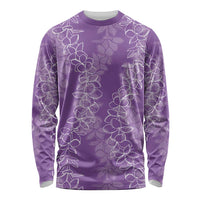Hawaii Plumeria Lei Long Sleeve Shirt Aloha Festive Vibe - Violet