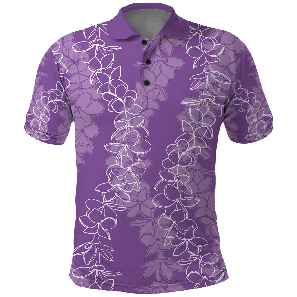 Hawaii Plumeria Lei Polo Shirt Aloha Festive Vibe - Violet