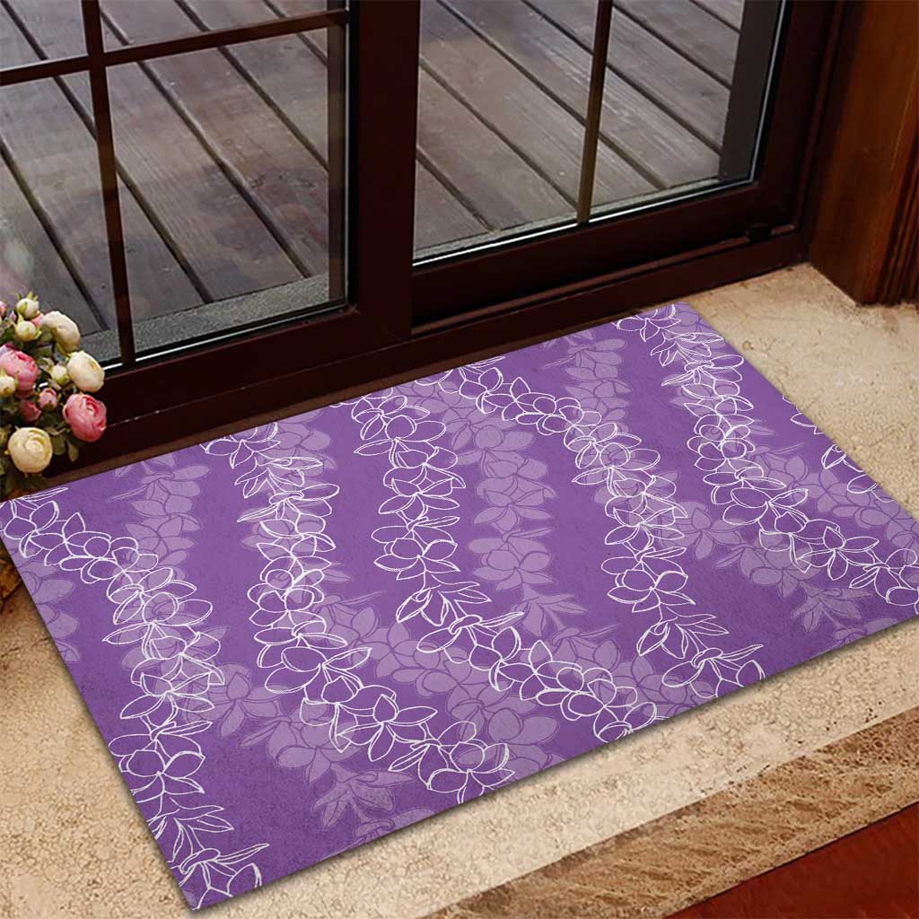 Hawaii Plumeria Lei Rubber Doormat Aloha Festive Vibe - Violet LT7 - Polynesian Pride