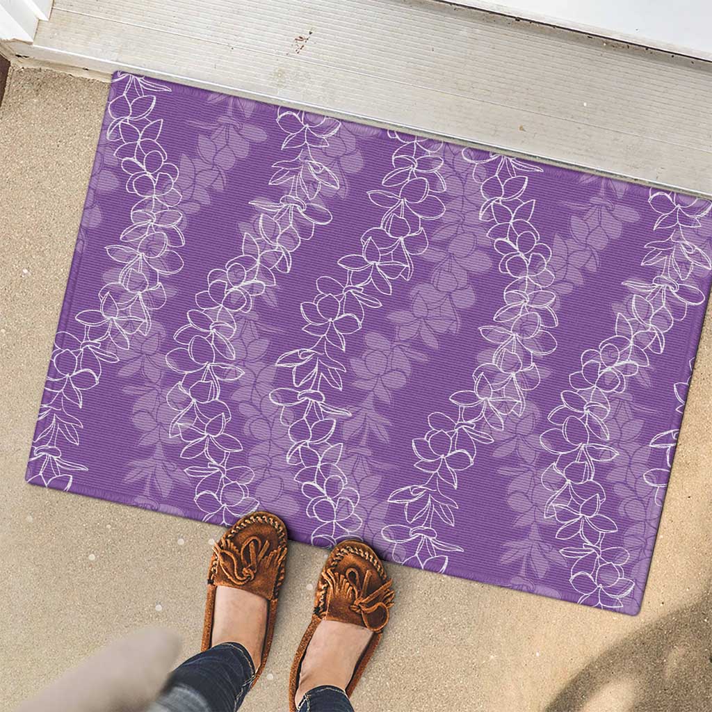 Hawaii Plumeria Lei Rubber Doormat Aloha Festive Vibe - Violet LT7 - Polynesian Pride