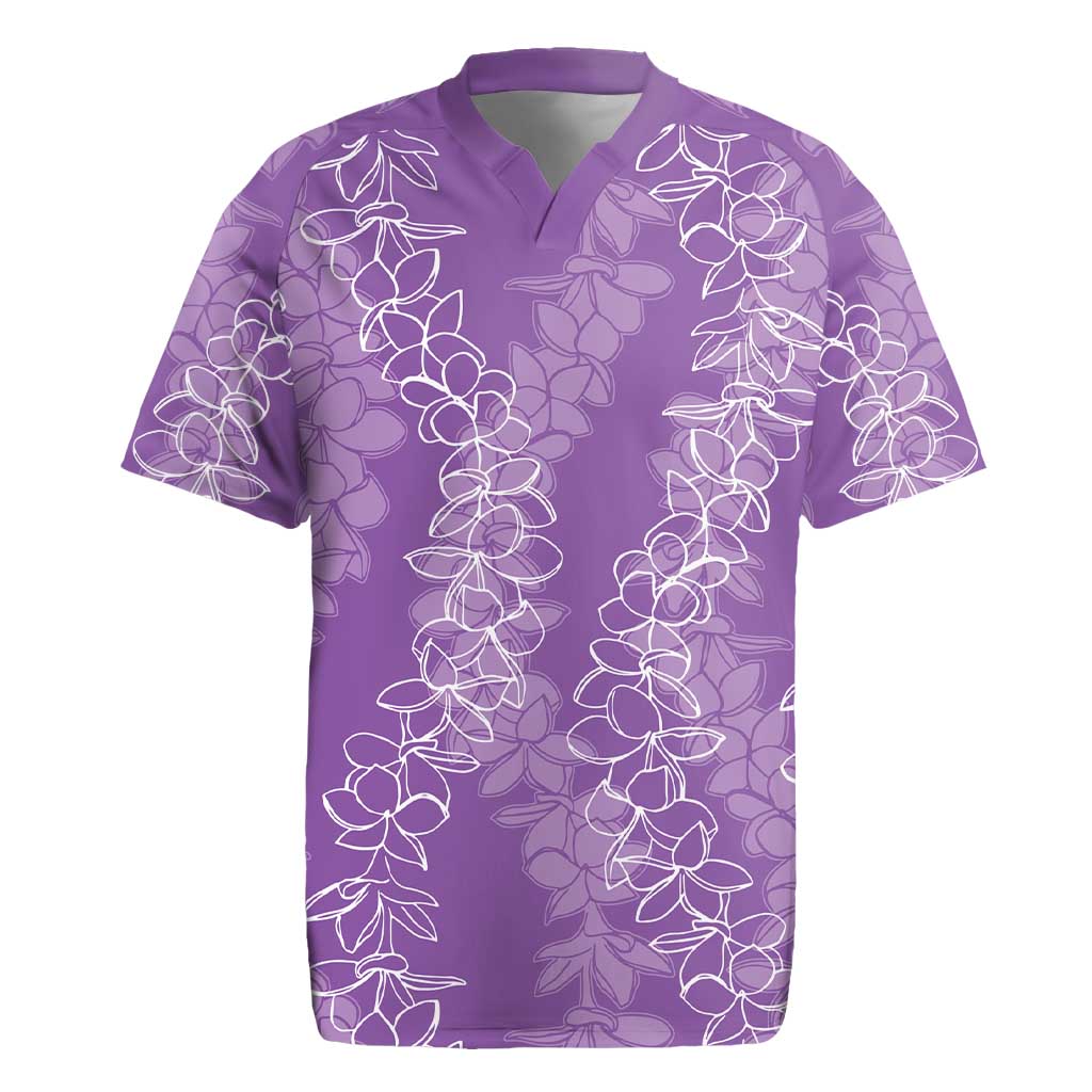 Hawaii Plumeria Lei Rugby Jersey Aloha Festive Vibe - Violet LT7 Violet - Polynesian Pride