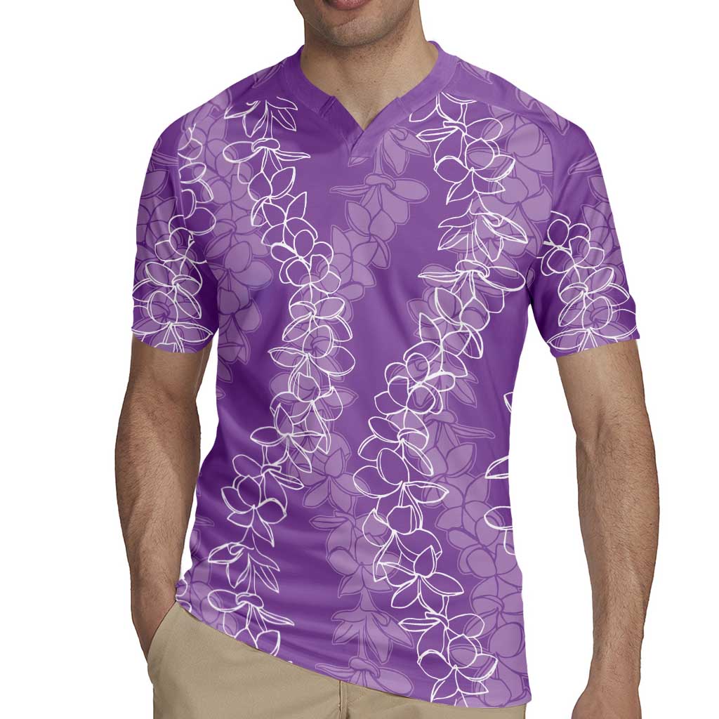 Hawaii Plumeria Lei Rugby Jersey Aloha Festive Vibe - Violet LT7 - Polynesian Pride