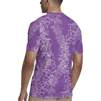 Hawaii Plumeria Lei Rugby Jersey Aloha Festive Vibe - Violet LT7 - Polynesian Pride