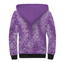 Hawaii Plumeria Lei Sherpa Hoodie Aloha Festive Vibe - Violet LT7 - Polynesian Pride