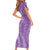 Hawaii Plumeria Lei Short Sleeve Bodycon Dress Aloha Festive Vibe - Violet